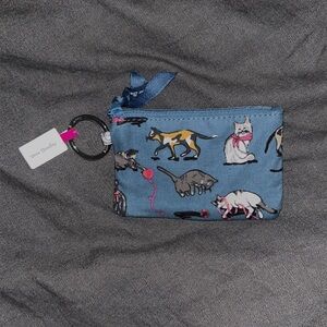 Vera Bradley Blue Cat Print Keychain Wallet